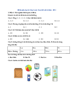 Đề thi giữa học kì 2 lớp 2 môn Toán năm 2023 - 2024 - Đề 2 | Kết nối tri thức