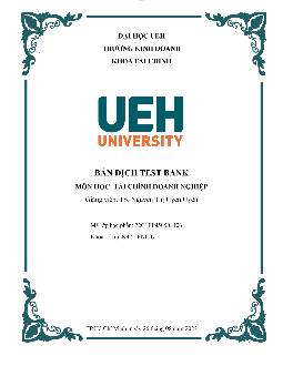 Trắc nghiệm Test bank (có đáp án) | Tài chính doanh nghiệp