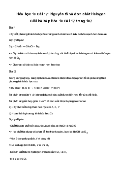 Giải Hóa học 10 Bài 17: Nguyên tố và đơn chất Halogen | Cánh diều