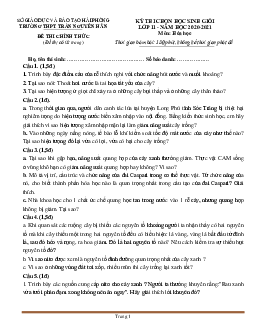 Đề thi olympic 24/3 Quảng Nam năm 2021 môn sinh học 11 (có đáp án và lời giải chi tiết)