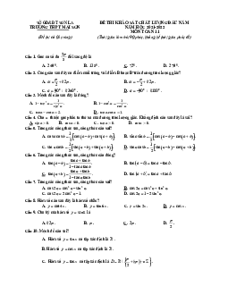 Đề thi KSCL Toán 11 đầu năm học 2021 – 2022 trường THPT Mai Sơn – Sơn La