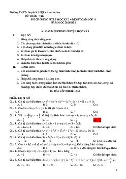 Đề cương ôn tập học kỳ 1 Toán 8 năm 2021 – 2022 trường chuyên Hà Nội – Amsterdam