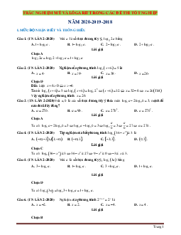 Trắc nghiệm mũ-lôgarit trong các đề thi tốt nghiệp năm 2020-2019-2018 có lời giải