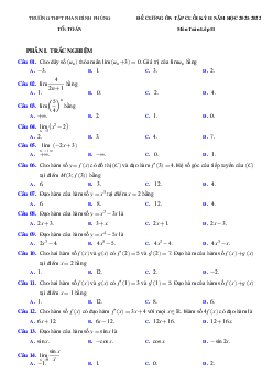 Đề cương cuối kỳ 2 Toán 11 năm 2021 – 2022 trường Phan Đình Phùng – Quảng Bình