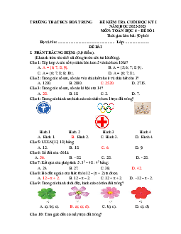 Đề cuối kỳ 1 Toán 6 năm 2022 – 2023 trường TH&THCS Hóa Trung – Thái Nguyên