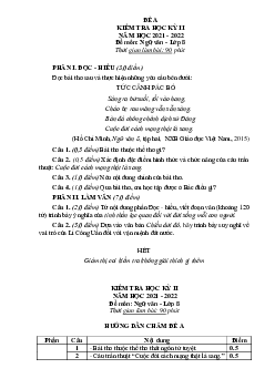 Đề thi học kỳ 2 Văn 8 năm 2022 (có đáp án và ma trận)