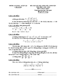 Đề giao lưu HSG huyện Toán 8 năm 2015 – 2016 phòng GD&ĐT Cẩm Giàng – Hải Dương