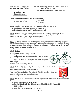Đề thi HK2 Toán 9 năm 2019 – 2020 trường THCS Chu Văn An – TP HCM
