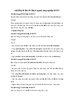 Giải Địa 10 Bài 24: Địa lí ngành nông nghiệp KNTT