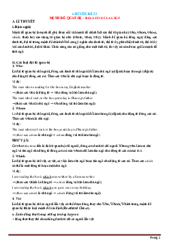 Chuyên đề 22: Mệnh đề quan hệ - RELATIVE CLAUSES Tiếng Anh lớp 9 (có đáp án)