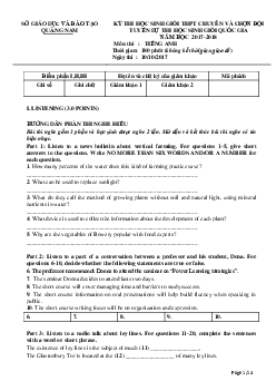 Kì thi chọn đội tuyển chính thức dự thi HSG quốc gia lớp 12 THPT tỉnh Quảng Nam năm học 2017-2018 môn thi Tiếng Anh