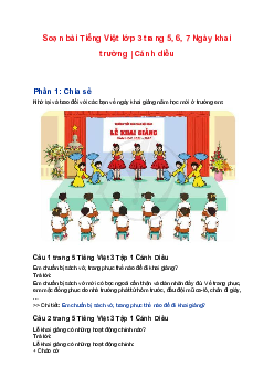 Soạn bài Tiếng Việt lớp 3 trang 5, 6, 7 Ngày khai trường | Cánh diều