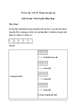 Bài 16: Thuật toán sắp xếp | Giải Tin học lớp 7 sách Kết nối tri thức
