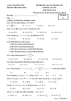 Đề kiểm tra chất lượng HK1 Toán 10 năm học 2017 – 2018 trường THPT Hồng Bàng – Hưng Yên