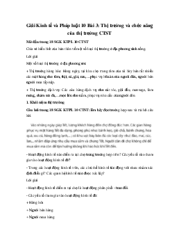 Giải Kinh tế và Pháp luật 10 Bài 3: Thị trường và chức năng của thị trường CTST