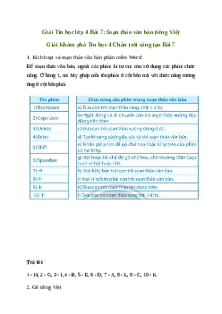 Giải Tin học lớp 4 Bài 7: Soạn thảo văn bản tiếng Việt | Chân trời sáng tạo