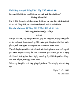 Giải SGK Tiếng Việt 3 trang 41, 42 Bài 9: Lời kêu gọi toàn dân tập thể dục - Đọc | Kết nối tri thức