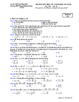 Đề thi giữa học kỳ 1 năm học 2017 – 2018 môn Toán 10 trường THPT Nguyễn Bỉnh Khiêm – Đồng Nai