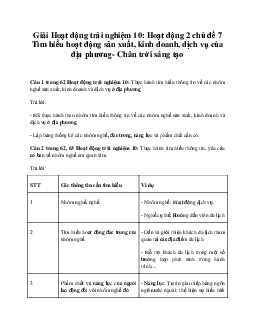 Giải Hoạt động trải nghiệm 10: Hoạt động 2 chủ đề 7 Chân Trời Sáng Tạo