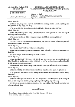 Đề thi học sinh giỏi môn Địa lí 12 chuyên Quảng Nam 2019-2020 (có đáp án)