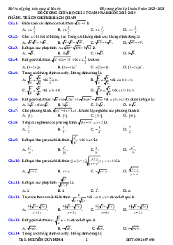 Đề cương ôn tập giữa học kì 1 môn Toán 9 năm học 2023 – 2024