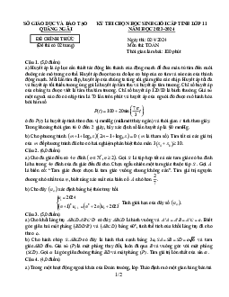Đề thi học sinh giỏi cấp tỉnh Toán 11 năm 2023 – 2024 sở GD&ĐT Quảng Ngãi