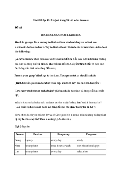 Tiếng Anh 10 Unit 8: Project - Kết Nôi