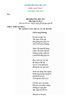 Bộ đề kiểm tra học kì 1 Ngữ văn 7 sách mới 2022-2023 (có đáp án ma trận đặc tả )