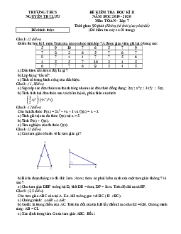 Đề thi cuối kỳ 2 Toán 7 năm 2019 – 2020 trường THCS Nguyễn Thị Lựu – Đồng Tháp