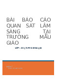 Báo cáo quan sát lâm sàn Trường Mẫu giáo Mai Khôi | Tâm lí học phát triển