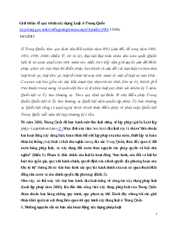 Giới thiệu về quy trình xây dựng Luật ở Trung Quốc