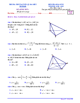 Đề thi HK2 Toán 11 năm 2018 – 2019 trường Nguyễn Quang Diêu – An Giang