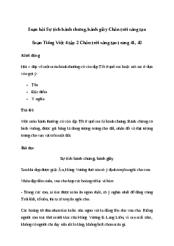 Soạn bài Đọc: Sự tích bánh chưng, bánh giầy - Tiếng Việt 4 Chân trời sáng tạo