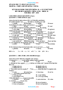 Top 15 Đề thi Olympic 30 tháng 4 môn Tiếng Anh 10