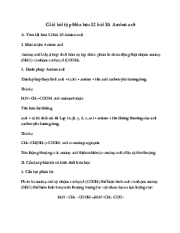 Giải Hóa 12 bài 10: Amino axit