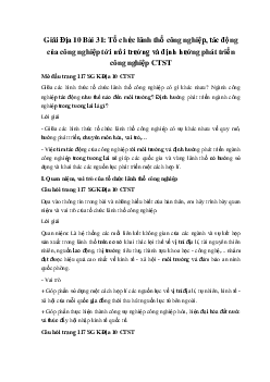 Giải Địa 10 Bài 31: Tổ chức lãnh thổ công nghiệp, tác động của công nghiệp tới môi trường và định hướng phát triển công nghiệp CTST