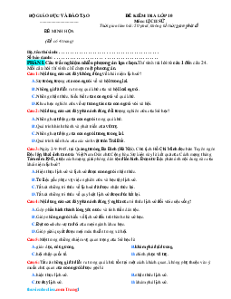 Đề kiểm tra minh họa Lịch Sử 10 Bộ GD&ĐT(Có đáp án)