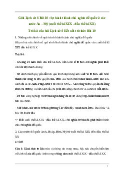 Giải Lịch sử 8 Bài 10: Sự hình thành chủ nghĩa đế quốc ở các nước Âu - Mỹ (cuối thế kỉ XIX - đầu thế kỉ XX) | Kết nối tri thức