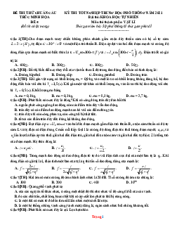 Đề luyện thi tốt nghiệp THPT môn Lý 2021 chuẩn cấu trúc đề minh họa (Đề 5) (có đáp án)