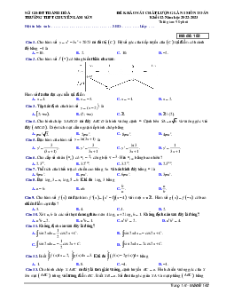 Đề khảo sát Toán 12 lần 1 năm 2022 – 2023 trường chuyên Lam Sơn – Thanh Hóa