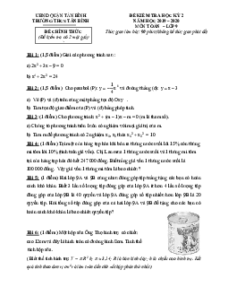 Đề kiểm tra học kỳ 2 Toán 9 năm 2019 – 2020 trường THCS Tân Bình – TP HCM