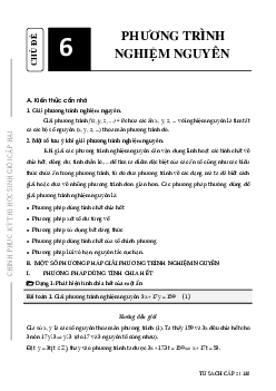 Các bài toán về phương trình nghiệm nguyên