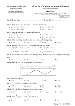 Đề thi thử THPT Quốc gia 2022 môn Toán Sở GD&ĐT Ninh Bình (có đáp án)
