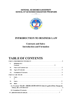 Bài tập môn Luật kinh tế đề tài: Contracts and Sales: Introduction and Formation