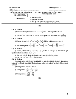 Đề thi HSG Toán 8 năm 2018 – 2019 phòng GD&ĐT thị xã Giá Rai – Bạc Liêu