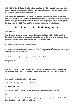 Giải Vật lí 10 Bài 22: Thực hành: Tổng hợp lực | Kết Nối Tri Thức