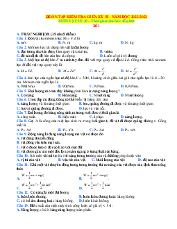 Bộ đề ôn tập giữa học kỳ 2 Vật lí 10 Kết nối tri thức