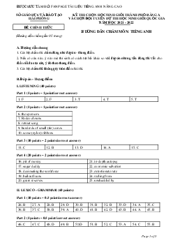 (Đáp án) Kỳ thi chọn học sinh giỏi thành phố Hải Phòng và chọn đội tuyển dự thi học sinh giỏi quốc gia 2021 môn Tiếng Anh