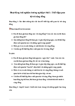 Giải Hoạt động trải nghiệm 6: Thiết lập quan hệ với cộng đồng | Kết nối tri thức