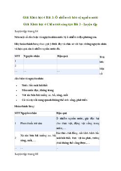 Giải Khoa học lớp 4 Bài 3: Ô nhiễm và bảo vệ nguồn nước| Chân trời sáng tạo